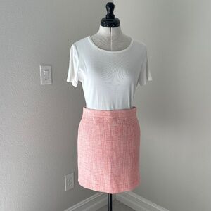 NWT J CREW Pink Peach Orange Cream Metallic Tweed Short Pencil Skirt Lined